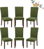 Parsons Dining Chairs Set of 6, Upholstered Nailhead Dining Room Kitchen Side Chair with Thick Cushions and Wood Legs, Green