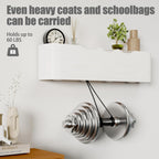 Coat Rack Wall Mount with Shelf 4 Hidden Hooks Modern Wooden Key Holder Entryway Organizer for Hallway Bedroom Bathroom Home Decor Storage for Hanging Coats Hats Bags Towels, Wave-Shape White