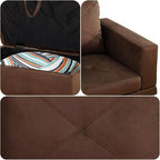 Modern Living Room Furniture Sets with Pillows, Modular Sectional Couches with Chaise Lounge, 4-Seaters L Shape Sofa with Storage Ottoman, for Living Room, Microfiber, Brown