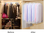 Univivi Clear Garment Bags for Hanging Clothes, Suit Cover, 60 inch, 6 Pack | Long Dress Bags with Nylon Zipper, PEVA, Washable Foldable Suit Cover for Storage Long Dress, Gown, Suit, Long Winter Coat