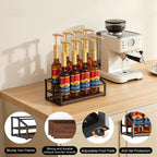 Coffee Syrup Organizer Rack, Liquor Bottle Display Shelf, 2 Tier 8 Syrup Bottles Holder Stand for Coffee Bar Kitchen Small Wine Rack for Family Storage for Syrup Wine Dressing