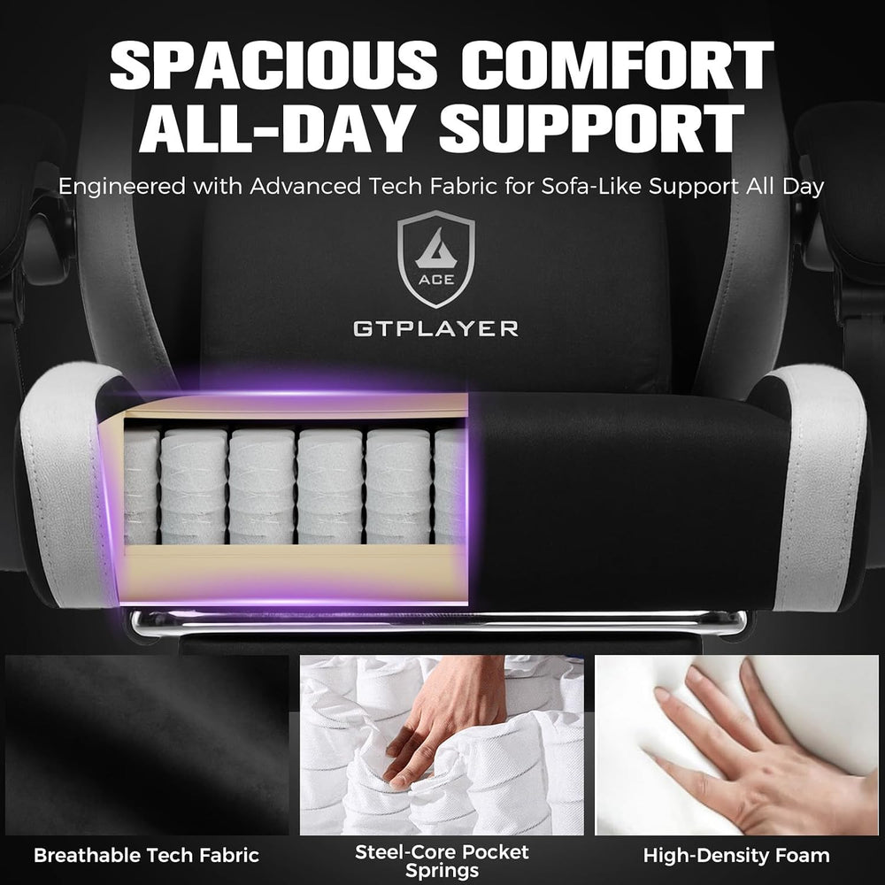 GTPLAYER Big and Tall Gaming Chair 350lbs Heavy Duty Office Chair with Foot R...