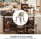 Dining Chairs Set of 2, Upholstered Kitchen Dining Room Chair Set Morden Accent Side Dinner Chair with Curved Padded Back Wood Legs for Restaurant/Cafe, Ivory