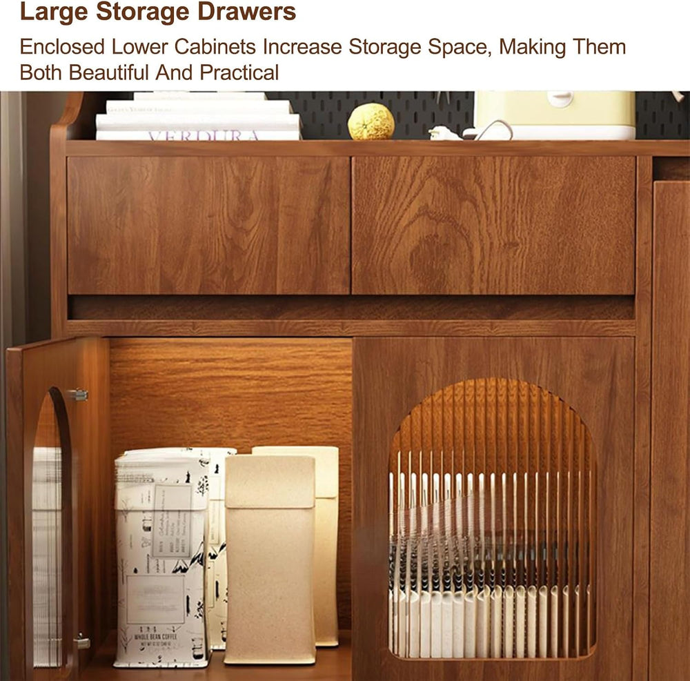 Kitchen Pantry Cabinet with Storage Drawers, Tall Food Pantry Funiture, Sideb...