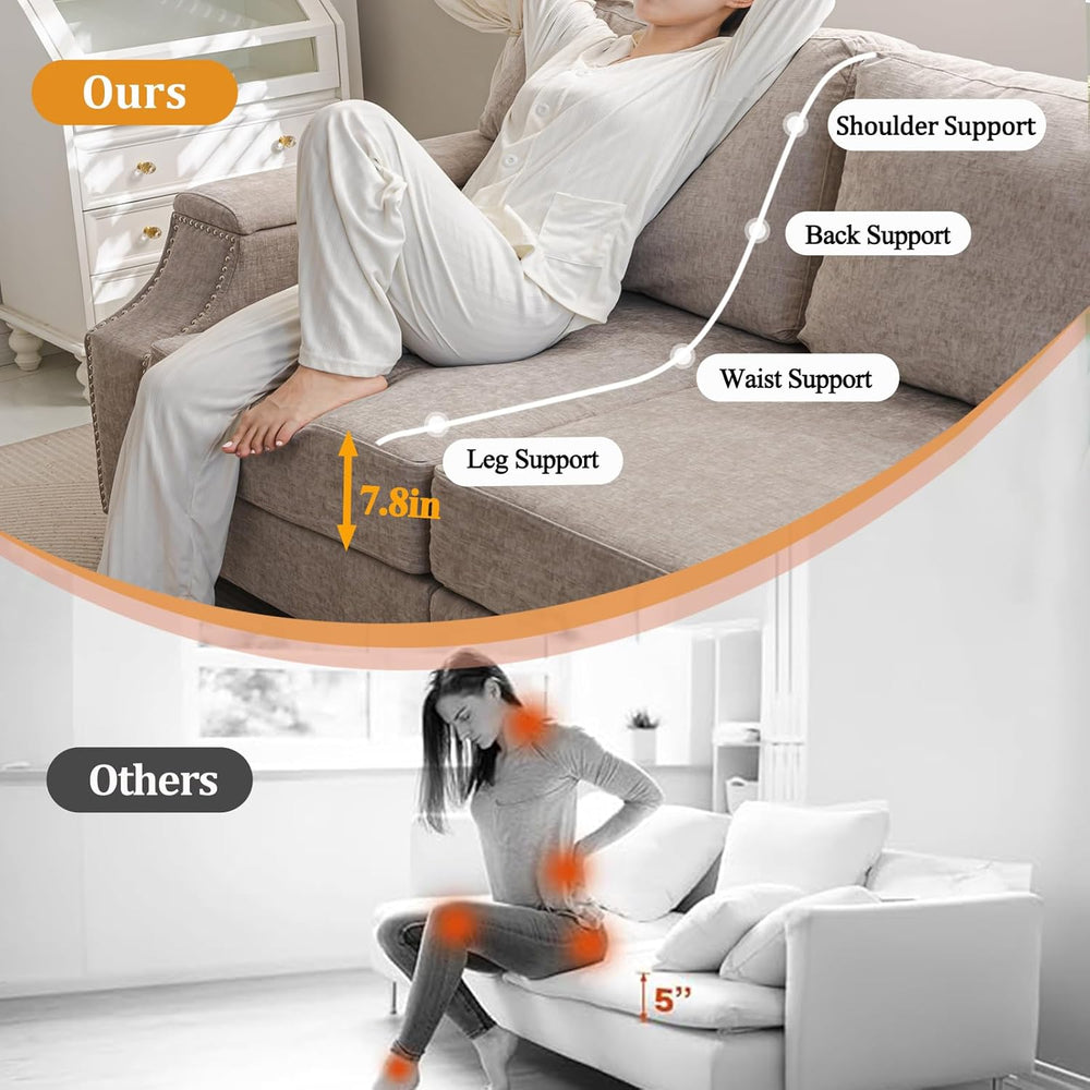 85" Sectional Sofa Couch with Storage Ottoman,L Shaped Couch with Armres...