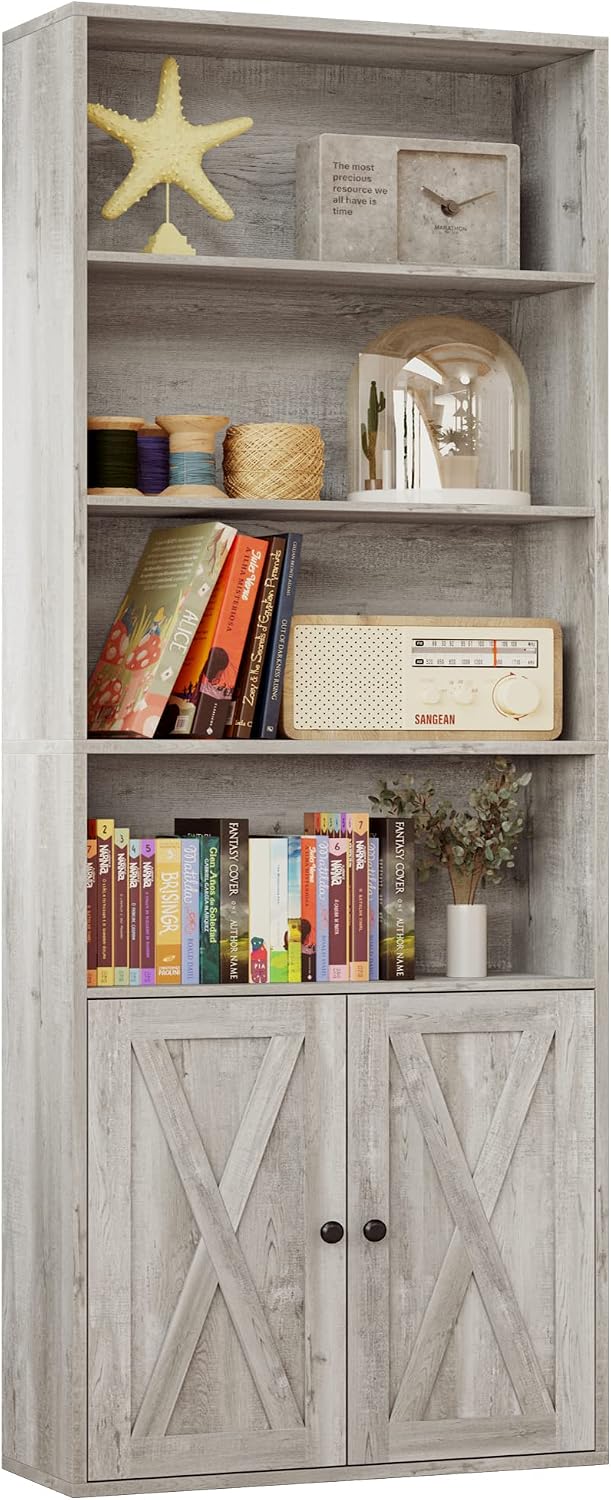 IRONCK Industrial Bookshelves and Bookcases with Doors Floor Standing 6 Shelf...