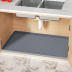 Under Sink Mat, 19"x22" Under Sink Mats for Kitchen, Silicone Waterproof Under Sink Liner, Sink Cabinet Organizer Tray with Drain Hole (Gray, 19X22)