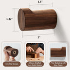 Wooden Wall Hooks 6 Pack, Modern Decorative Coat Hook Wall-Mount, Handmade Rustic Hat Hooks, Entryway Wall Hangers for Hanging Coats Hats Backpack, Bathroom Wood Towel Rack (Walnut)