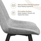 Yaheetech Dining Chairs Set of 6 Modern Upholstered Dining Room Chairs with Faux Leather Seat and Metal Legs for Home, Kitchen, Armless Design, Gray