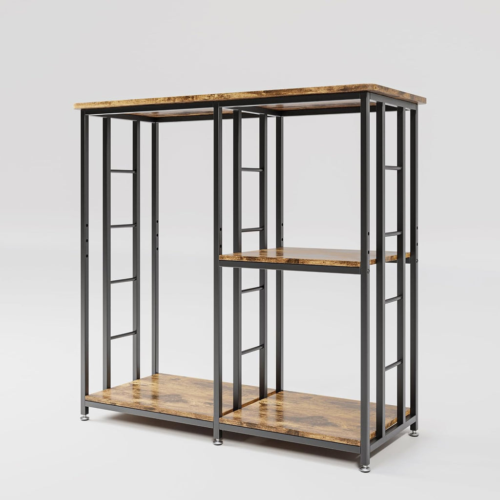 COCOLUCKY Mini Fridge Stand with Storage — 4-Tier Cabinet for Dorm, Kitchen & Office | Fits Under 19.7” Width Fridge,Coffee Bar, Microwave Stand & Bakers Rack Combo(Vintage Brown)