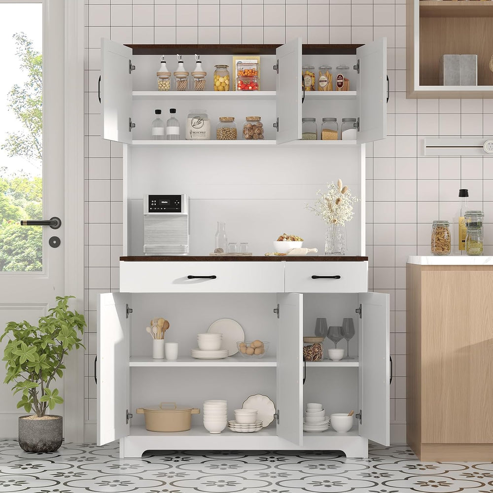 MDF 71in Kitchen Pantry Cabinet with Wine Rack,Freestanding Storage (3) | Stu...
