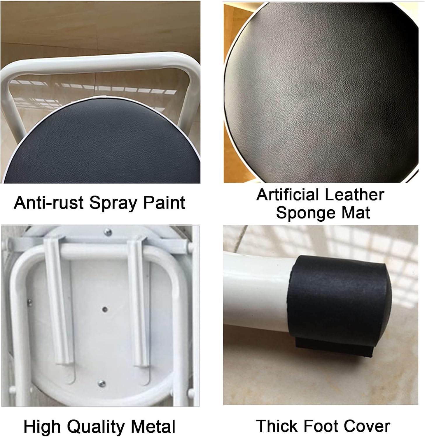 Folding Bar Stool, Portable Folding Stool Chair Heavy Duty, Indoor Tall Bar stools with Handle, 300 lbs Capacity (Color : Black-A, Size : 30in-2Pcs)