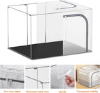 Large size 66L Fully Transparent Openings Clothes Storage Bins with Metal Frame, Stackable & Foldable Storage Box with Lids, Closet Organizers, Cap, Sweater.(19.7x 15.75 x 13 Inches)