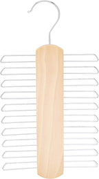 Amazon Basics 20 Bar Wooden Tie Hanger & Belt Rack, Closet Organizer, Natural, 2-Pack