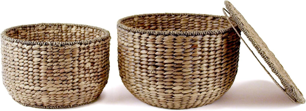 Eyely TAS1000B CAIA 18" Hourglass Handwoven Hyacinth Storage Accent Tabl...