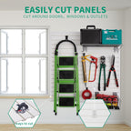 Slatwall Panel 4x4 ft Garage Mounted Storage, White Slat Wall Paneling Garage Organizers Storage, Peg Board Tool Organization PVC Wall Panels, Garage Slat Wall Storage Systems Pegboard Wall Organizer