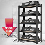 WORKPRO House 5-Tier Shelving Unit, 3000lbs Adjustable Storage Shelves, Boltless Book Shelf, Shelf Organizer for Kitchen, Living Room, Bathroom, Wood Grain Pattern, Waterproof Board, 24-1/10"W, Black