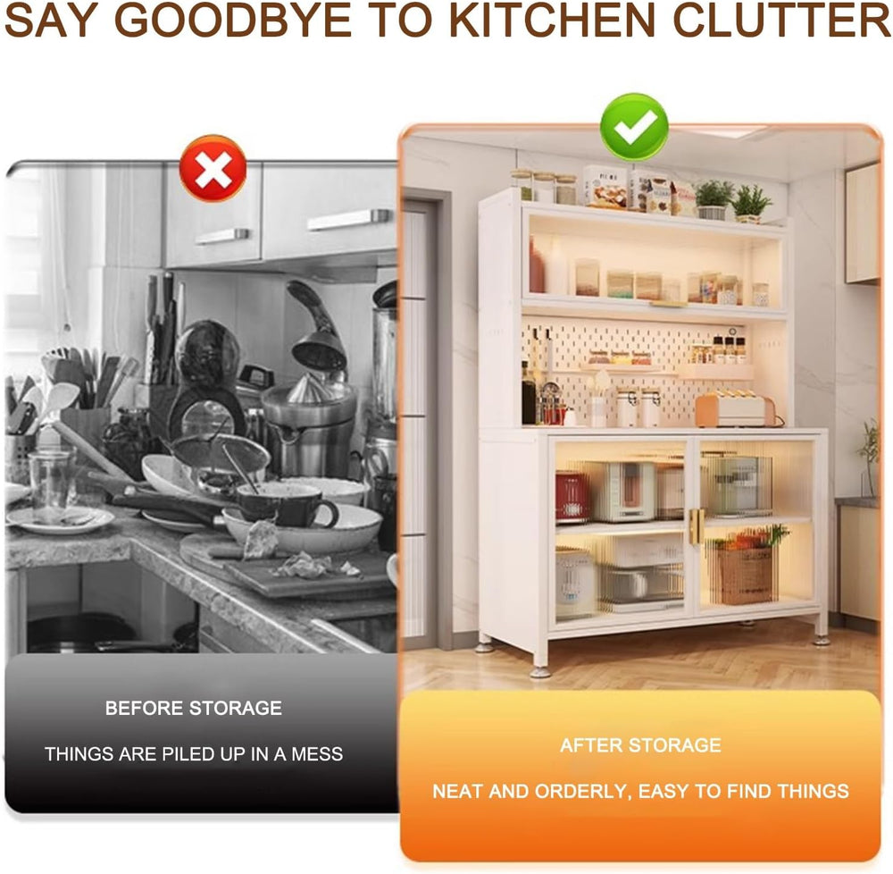 Kitchen Storage Cabinet, Microwave Stand with Flip-up Doors, Kitchen Pantry S...