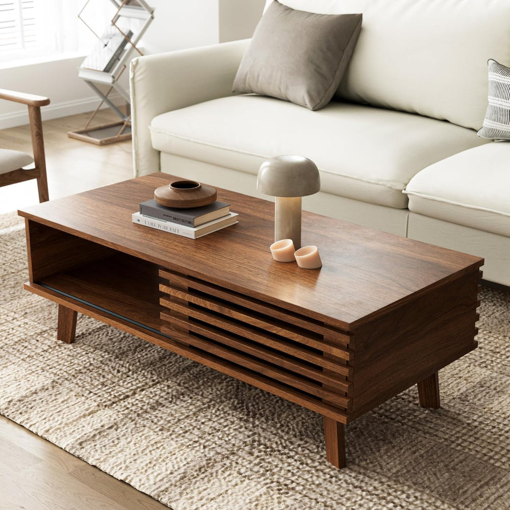 Furniway Mid Century Living Room Table Set of 4, Coffee Table, TV Stand and 2...