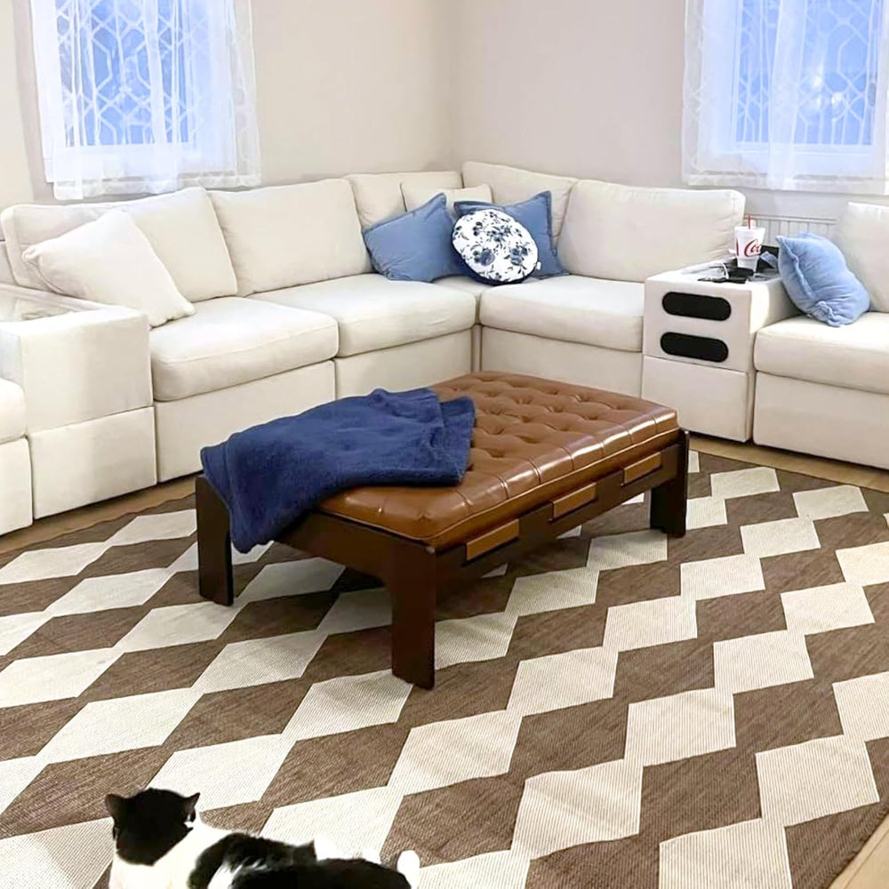 chairus 47.75" Large Rectangle Ottoman Coffee Table, Tufted Faux Leather...