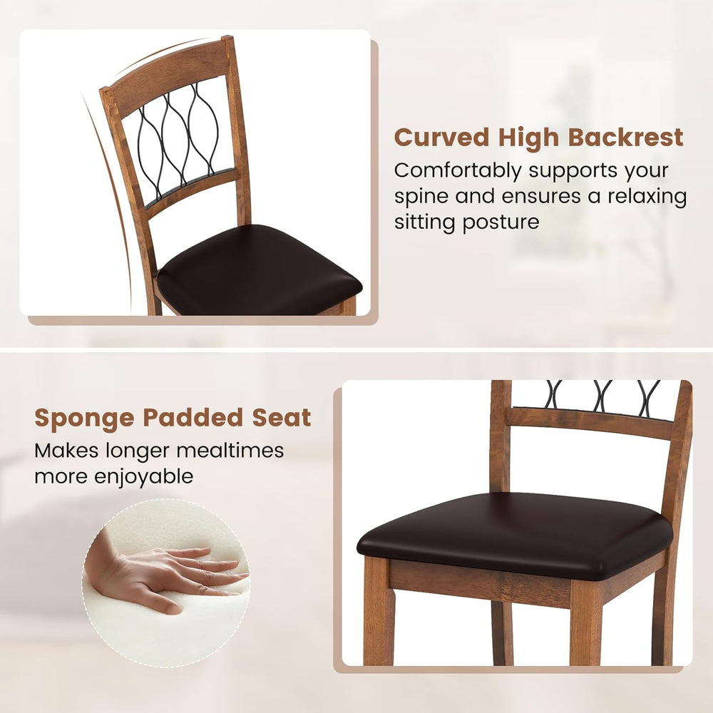 Giantex Dining Chairs Set of 4, Faux Leather Upholstered Armless Kitchen Chai...