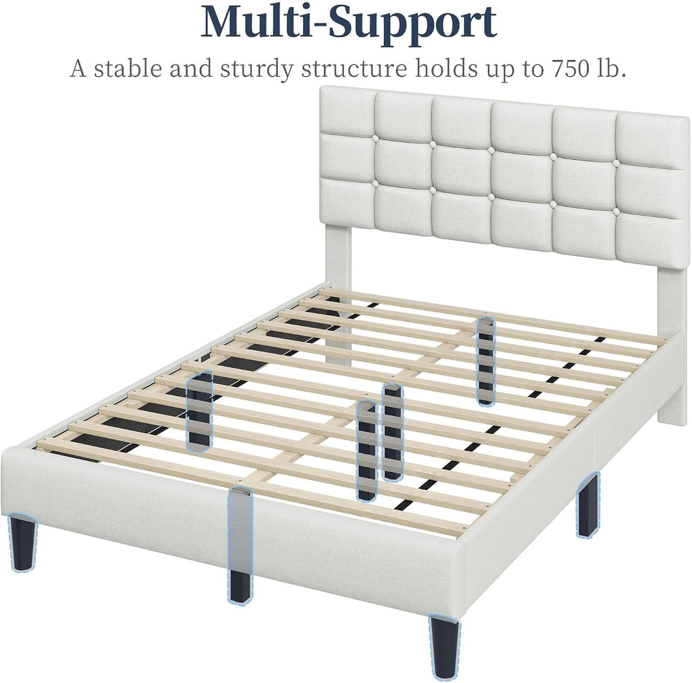 Yaheetech Full Size Upholstered Tufted Bed Frame with Headboard
