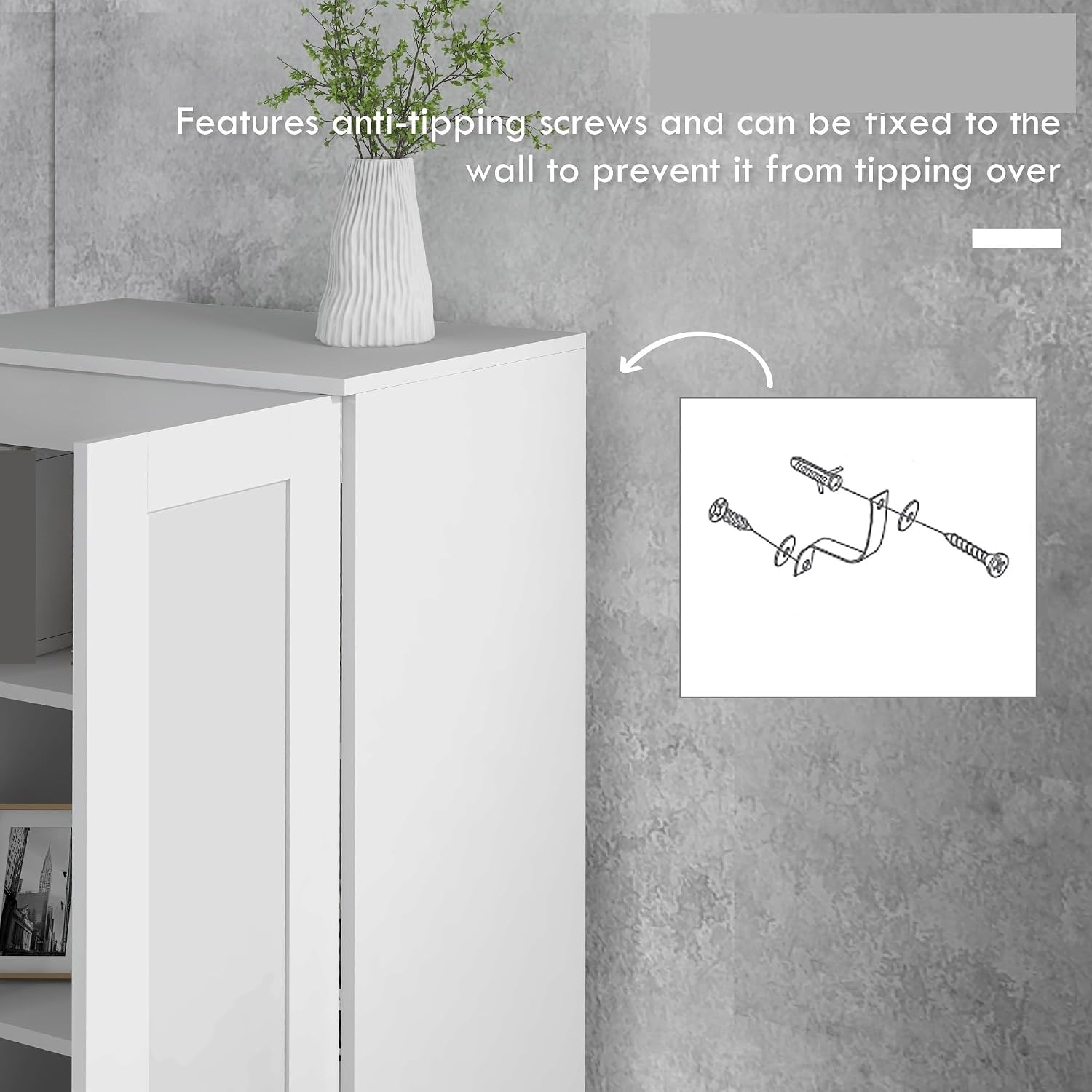 Tall Storage Cabinet with Movable Storage Shelves, Modern Style Pantry Cupboard Cabinet with Soft Close Doors,for Kitchen Home