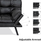 71" Convertible Futon Sofa Bed,Faux Leather Futon Couch Bed,Memory Foam Sleeper Sofa,Modern Folding Small Loveseat for Living Room,Office,Apartment,Matte Black