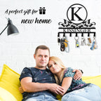 Personalized Key Holder Wall Mount - Custom Family Name Key Holder for Wall, Metal Key Rack Hook Organizer, Coat Rack, Key Hanger Wall Decor for Kitchen, Entryway, Hallway, Bedroom