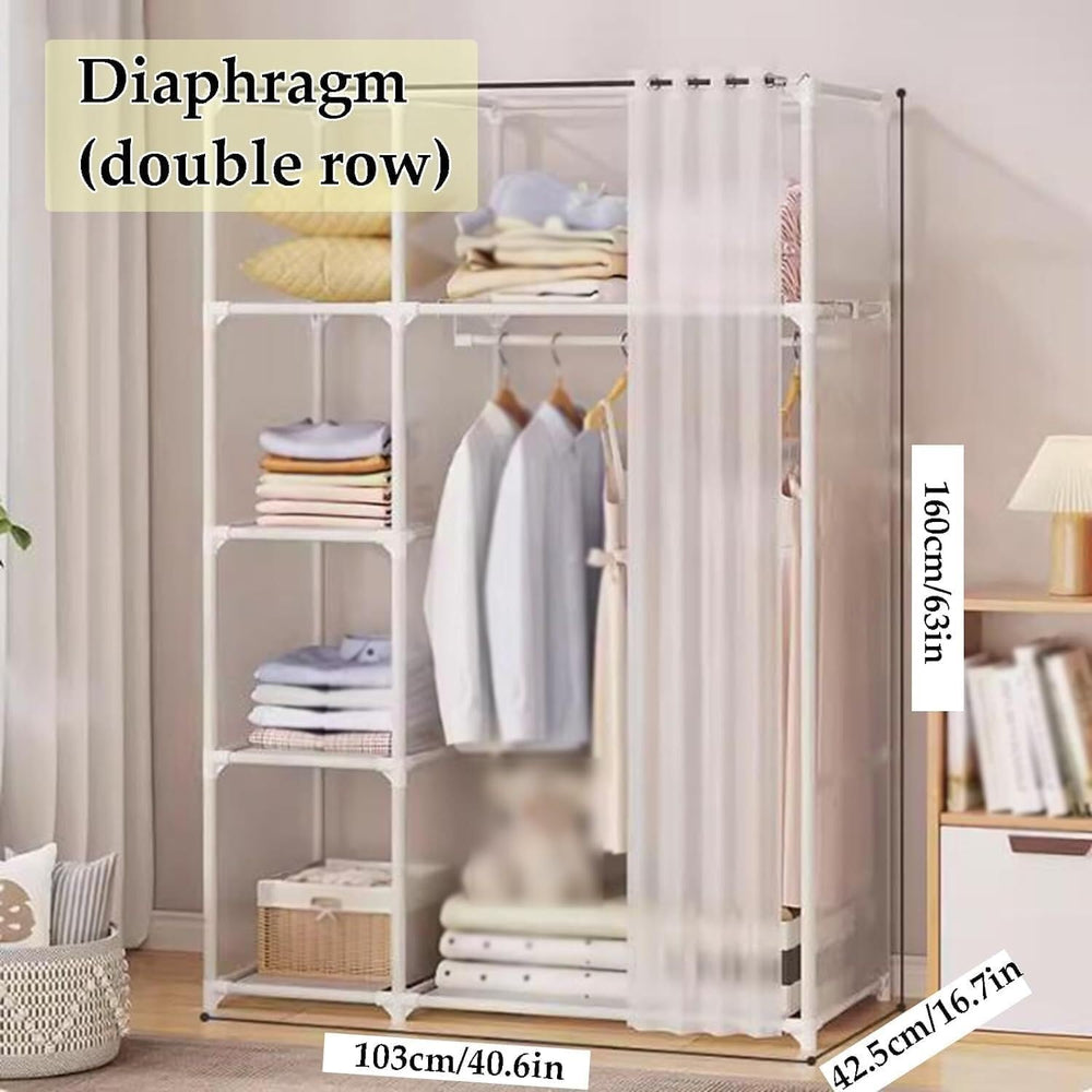 Portable Wardrobe - Heavy-Du Steel e with Hanging Rod & STO Cartment - Bl...