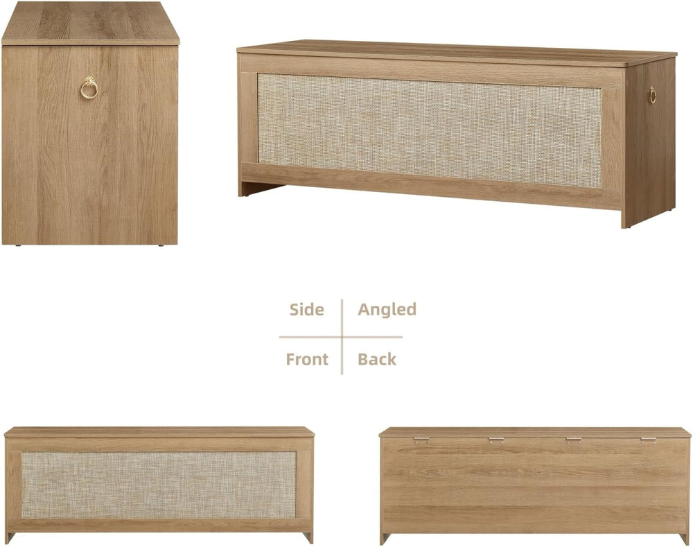 51.2" Storage Chest Extra Large,Storage Bench with 2 Safety Hinges,Woode...