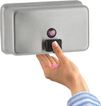 Bobrick Surface-Mounted Soap Dispenser - Satin-Finish Stainless Steel, 40-fl oz Capacity, Manual Liquid Soap Dispenser with Low Soap Indicator, Top Fill, Vandal-Resistant, Wall-Mounted Design (B-2112)