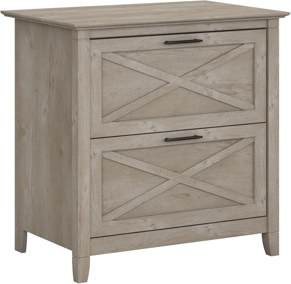 Bush Home Key West 2 Drawer Lateral File Cabinet in Washed Gray, Document Sto...