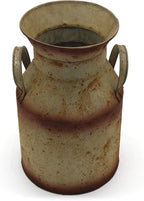 CVHOMEDECO. Farmhouse Galvanized Metal Milk Can, Old Rustic Primitives Jug Vase for Home and Garden Décor. Grey