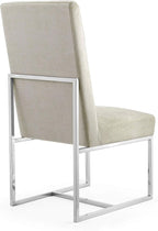 Manhattan Comfort Element Modern Velvet Dining Chairs, High Density Foam, Chrome Finish Stainless Steel Frame, High-Back, Fully Assembled Industrial Chic Accent Furniture, Set of 2, Champagne