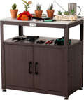Garden Potting Bench with Storage Cabinet, Outdoor Gardening Table & Work Bench for Plants, Horticulture, Outdoor Workstation with Stainless Steel Tabletop, Outdoor Work Table