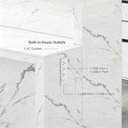 71'' Faux Marble Dining Table for 6 People, 2-Tier Tall Modern Kitchen Island with LED Lights, Rectangle Kitchen Dining Table for Home