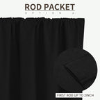 Joydeco Custom 100% Blackout Long Drapes for Bedroom Living Room Blackout Darkening Curtain Thermal Insulated Back tab Rod Pocket 1 Panel(Black,Custom Size)
