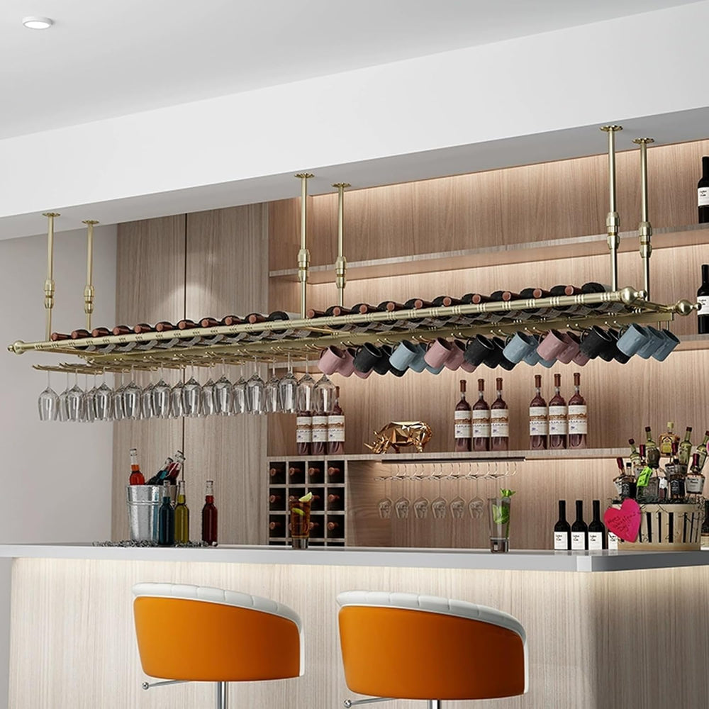 Suspended Ceiling Wine Rack,Hanging Wine Glass Holder 80x30cm,Gold | Industri...