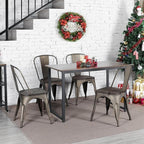 Yaheetech Metal Dining Chairs Set of 4, Industrial Stackable Kitchen Chairs with Wood Top Seat for Dining Room/Restaurant/Bistro/Patio, Indoor & Outdoor Use, Gun Metal