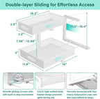 Under Sink Organizer, Extra-Wide Upgrade, 2 Pack 2 Tier Metal Slide Out Cabinet Organizer, Height Adjustable Organization and Storage Series, Bathroom/Cabinet/Kitchen organization, White