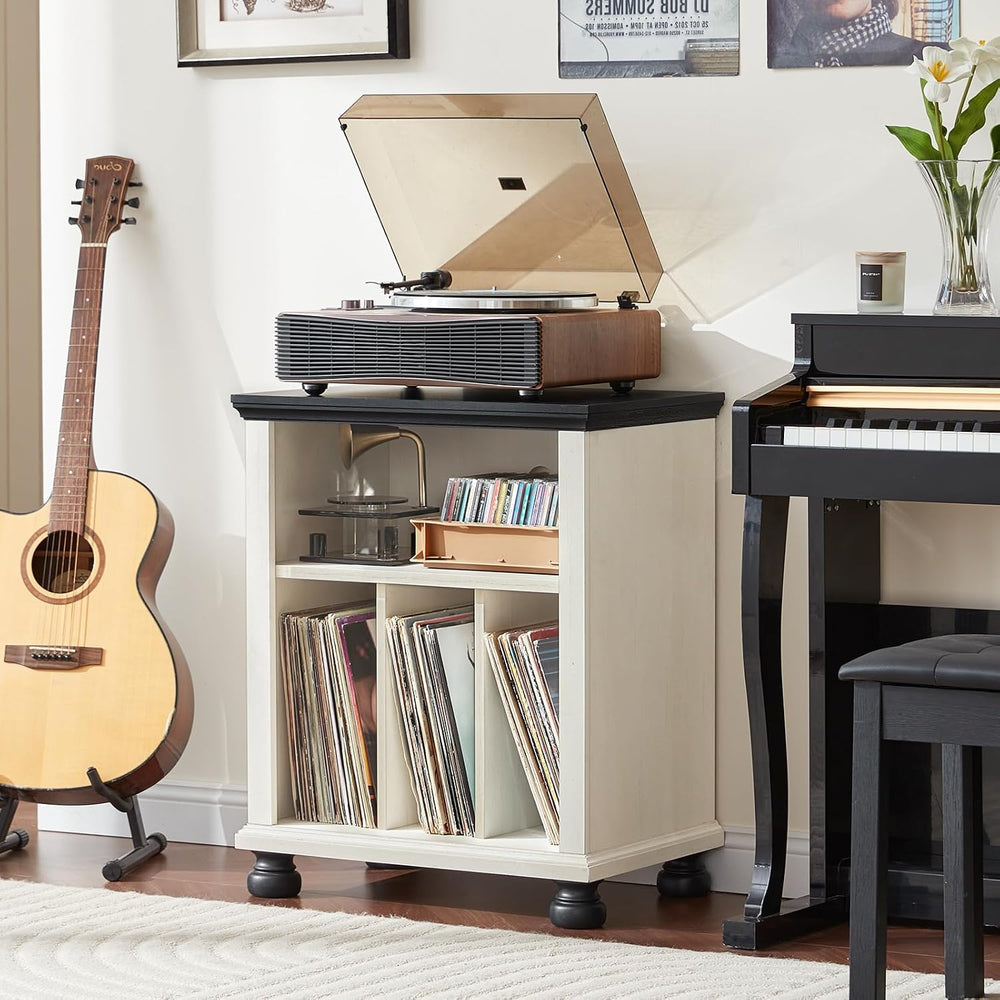 Joaxswe 24" Wide Record Player Stand with Vinyl Record Storage, White