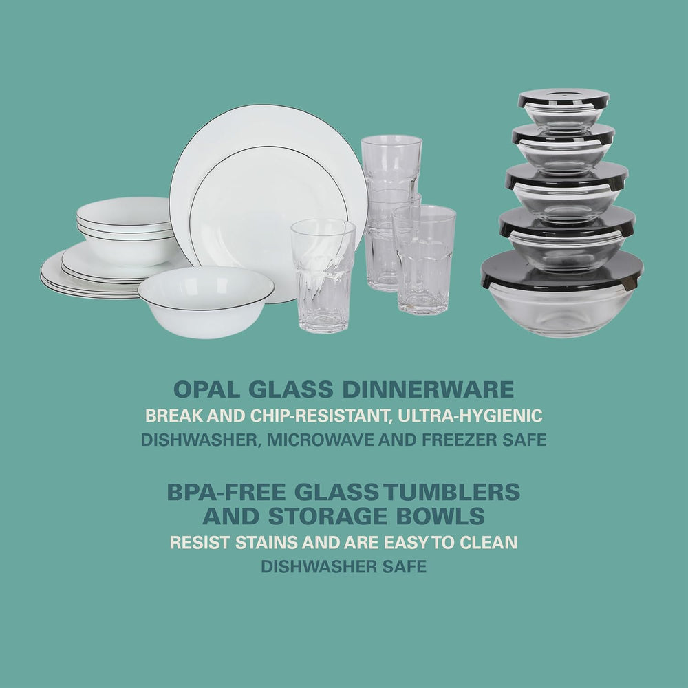 Gibson Home 74 Piece Kitchen in a Box Pots and Pans Cookware, Plates and Bowl...