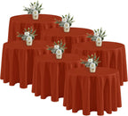 Fitable 6 Pack Rust 120 Inch Round Tablecloth - Stain Resistant and Washable Table Cover, Polyester Fabric Table Cloth for Wedding, Party, Banquet, Formal Events