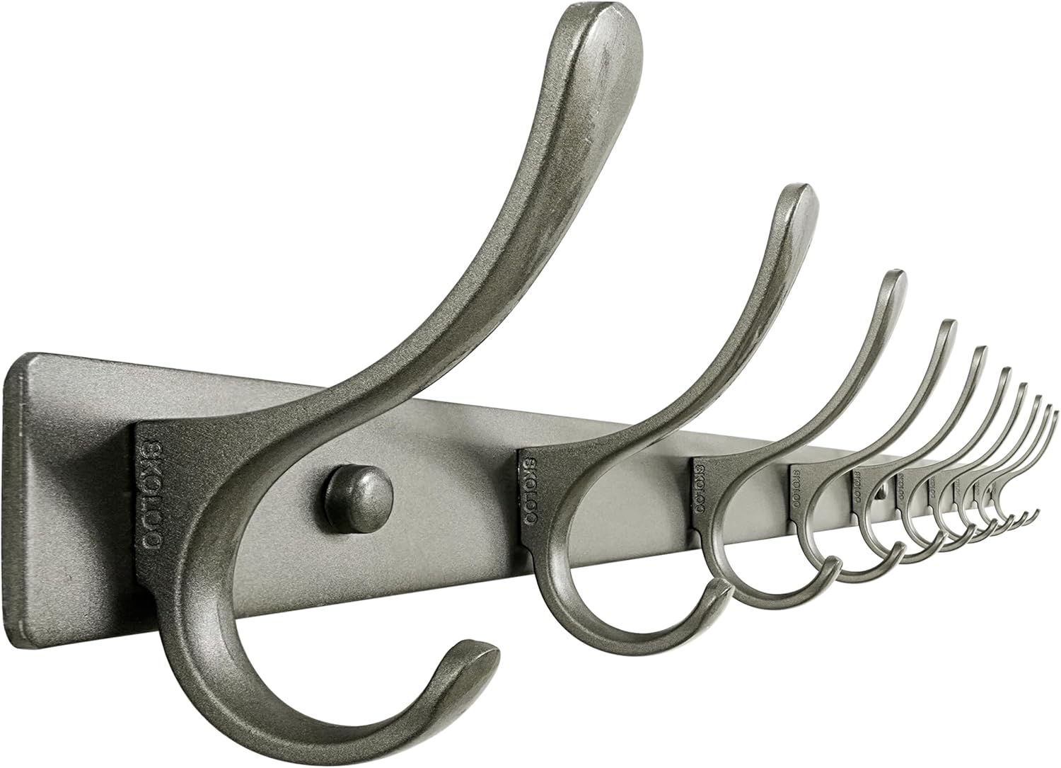 SKOLOO Coat Rack Wall Mounted - 10 Hooks, Heavy Duty, Stainless Steel, Metal Wall Hanger, Sturdy Coat Hooks for Hanging Coats, Jacket, Clothes, Hat, Matte Grey