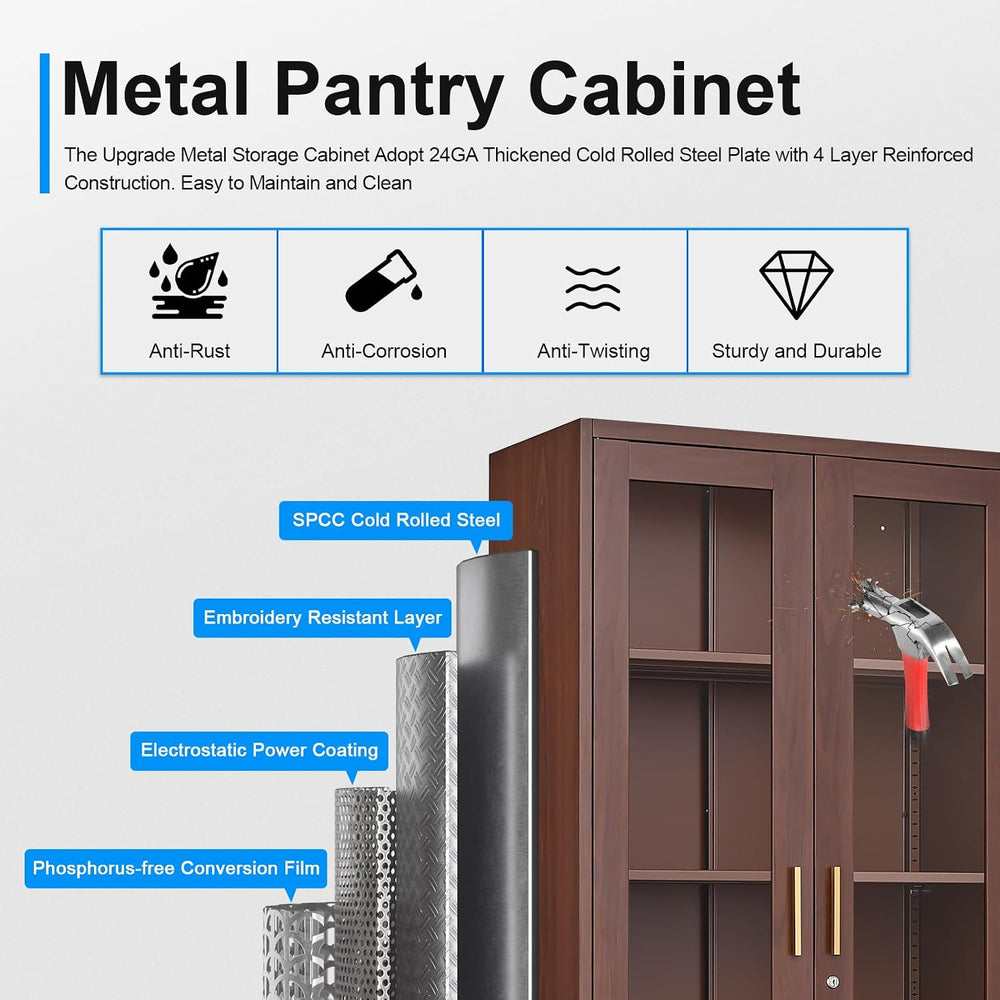 Polup Glass Display Cabinet, Display Case with Glass Doors and Shelves, Metal...