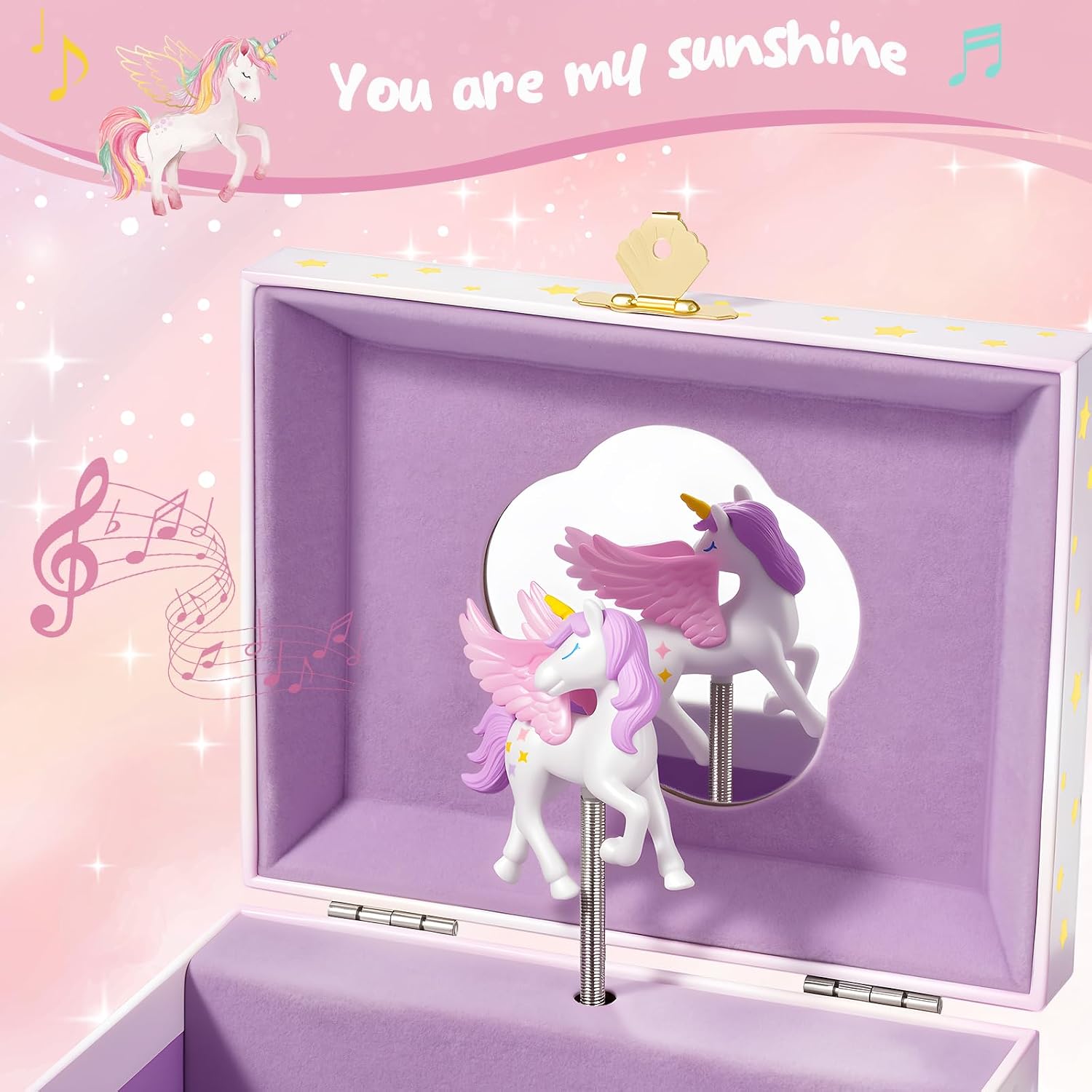 ProCase Unicorn Jewelry Box for Girls, Kids Musical Jewelry Boxes with Spinning Unicorn Doll, Birthday Gifts for Little Girls Children Toddler Ages 3 4 5 6 7 8 -Unicorn (Box Only)