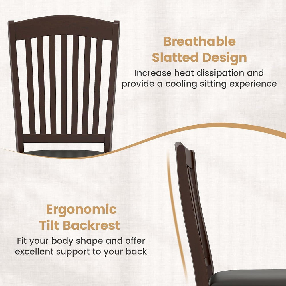 GOFLAME Wooden Dining Chairs Set of 2, Upholstered Kitchen Chairs with PU Lea...