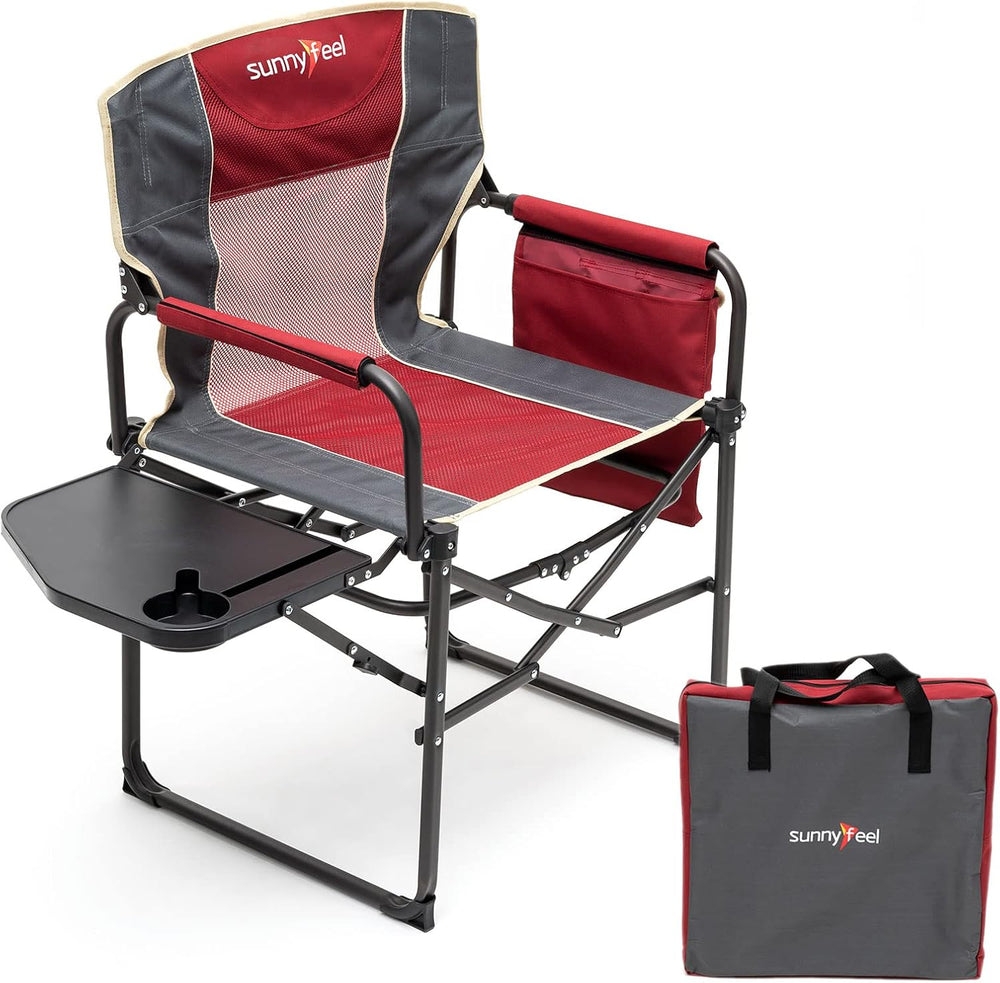 SUNNYFEEL Oversized Camping Chair Portable Directors Chairs with Side Table |...