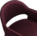 Modway Talia Performance Velvet Dining Armchair in Mulberry - Modern Curved Dining Chair with Open-Back - Stain-Resistant Velvet Barrel Chair - Living Room Accent Chair with Arms